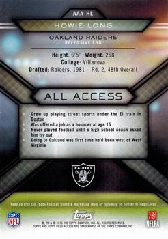 2015 Topps Field Access - All Access #AAA-HL Howie Long Back
