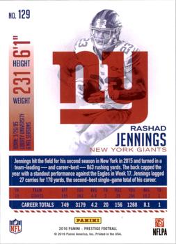 2016 Panini Prestige #129 Rashad Jennings Back