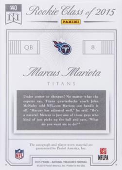 2015 Panini National Treasures - Rookie Autograph Patch (RPS)-Blue #140 Marcus Mariota Back