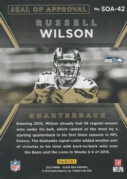 2015 Panini Black Gold - NFL Seal of Approval #SOA-42 Russell Wilson Back