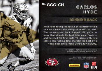 2015 Panini Black Gold - Golden Ground Game White Gold Prime #GGG-CH Carlos Hyde Back