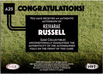 2016 SAGE HIT - Autographs Red #A25 Keivarae Russell Back