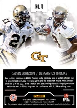 2016 Panini Contenders Draft Picks - Collegiate Connections #8 Calvin Johnson / Demaryius Thomas Back