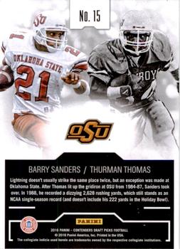 2016 Panini Contenders Draft Picks - Collegiate Connections #15 Barry Sanders / Thurman Thomas Back