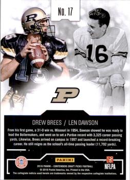 2016 Panini Contenders Draft Picks - Collegiate Connections #17 Drew Brees / Len Dawson Back