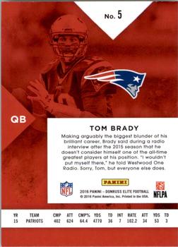 2016 Donruss Elite #5 Tom Brady Back