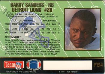 1993 Action Packed - Prototypes #FB4 Barry Sanders Back