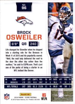 2016 Score - Scorecard #96 Brock Osweiler Back