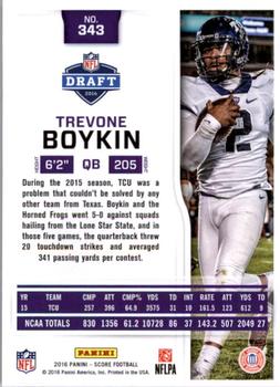 2016 Score - Scorecard #343 Trevone Boykin Back