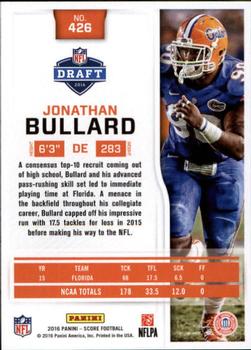 2016 Score - Scorecard #426 Jonathan Bullard Back