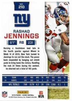 2016 Score - Showcase #210 Rashad Jennings Back