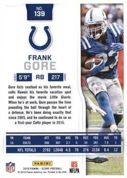 2016 Score - Red Zone #139 Frank Gore Back