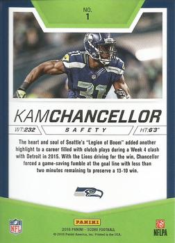 2016 Score - Stoppers Red #1 Kam Chancellor Back