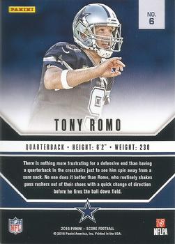 2016 Score - Signal Callers Gold #6 Tony Romo Back
