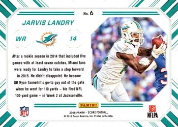 2016 Score - Chain Reaction Gold #6 Jarvis Landry Back