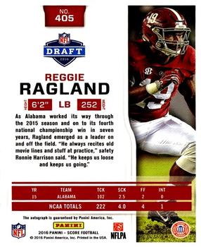 2016 Score - Rookie Signatures Showcase #405 Reggie Ragland Back