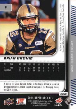 2015 Upper Deck CFL #9 Brian Brohm Back