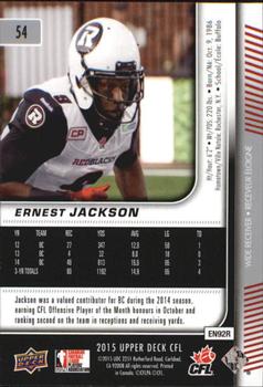 2015 Upper Deck CFL #54 Ernest Jackson Back