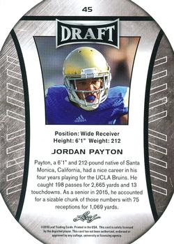 2016 Leaf Draft - Gold #45 Jordan Payton Back