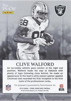 2016 Panini Prime Signatures - Prime Signatures Red #PS-CW Clive Walford Back