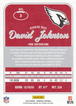 2016 Donruss #3 David Johnson Back
