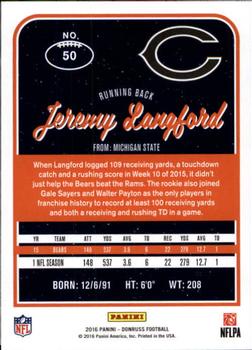 2016 Donruss #50 Jeremy Langford Back