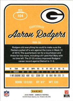 2016 Donruss #104 Aaron Rodgers Back