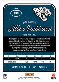 2016 Donruss #136 Allen Robinson Back