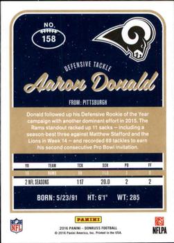 2016 Donruss #158 Aaron Donald Back
