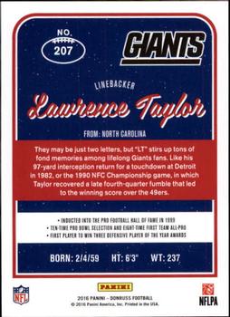 2016 Donruss #207 Lawrence Taylor Back