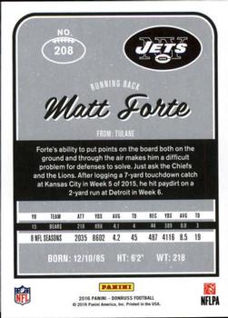 2016 Donruss #208 Matt Forte Back