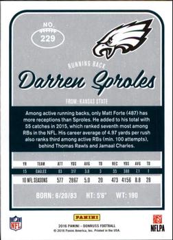 2016 Donruss #229 Darren Sproles Back