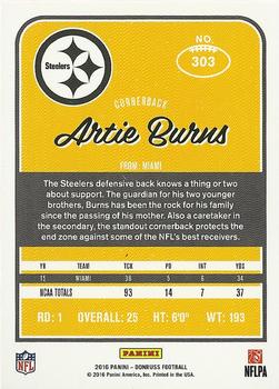 2016 Donruss #303 Artie Burns Back