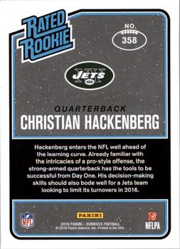 2016 Donruss #358 Christian Hackenberg Back