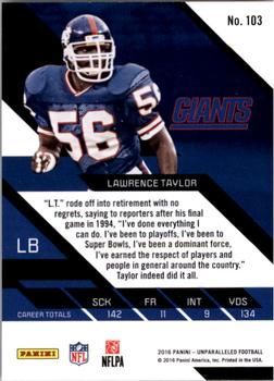 2016 Panini Unparalleled #103 Lawrence Taylor Back