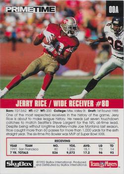 1992 SkyBox Prime Time - Previews #00A Jerry Rice Back