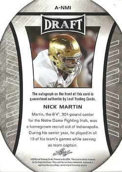 2016 Leaf Draft - Autographs #A-NM1 Nick Martin Back