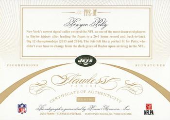 2015 Panini Flawless - Flawless Progressions Signatures Platinum #FPS-BY Bryce Petty Back