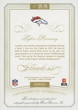 2015 Panini Flawless - Greats Patches Autographs Blue #GPA-PM Peyton Manning Back