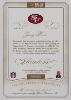 2015 Panini Flawless - Greats Patches Autographs Platinum #GPA-JR Jerry Rice Back