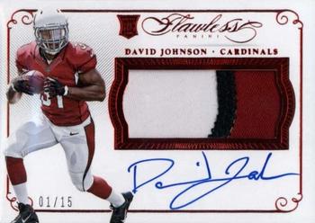2015 Panini Flawless - Rookie Patches Autographs Ruby #RPA-DJ David Johnson Front