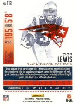 2016 Panini Prestige - Xtra Points Green #118 Dion Lewis Back