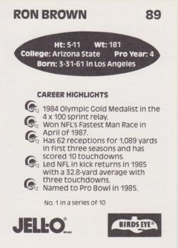 1987 Jello / Birdseye Los Angeles Rams #1 Ron Brown Back