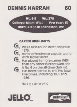 1987 Jello / Birdseye Los Angeles Rams #6 Dennis Harrah Back