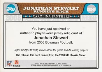 2008 Bowman - Topps Rookie Premiere Relics #RPR-JS Jonathan Stewart Back
