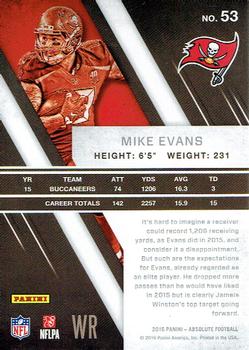 2016 Panini Absolute #53 Mike Evans Back