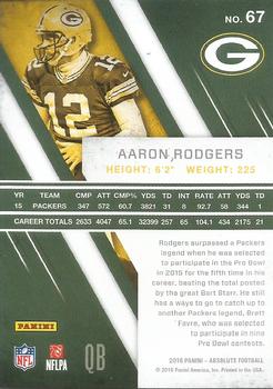 2016 Panini Absolute #67 Aaron Rodgers Back