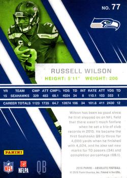 2016 Panini Absolute #77 Russell Wilson Back