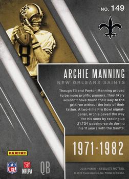2016 Panini Absolute #149 Archie Manning Back
