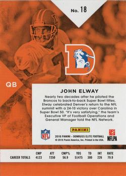 2016 Donruss Elite - Blue #18 John Elway Back